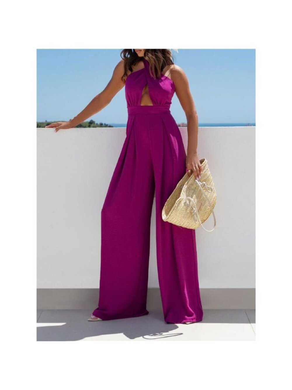 Halter Neck Cut-Out Wide-Leg Jumpsuit